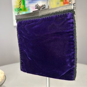 PRADA Velvet Clutch Purse Chain Strap Tulip Kiss Lock: Deep Purple Small